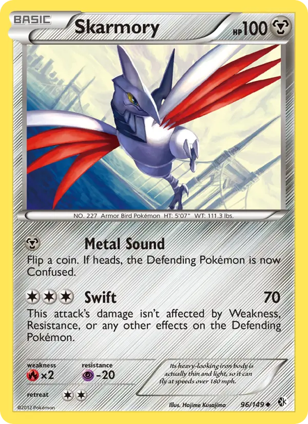 Skarmory Uncommon Pokemon card #96 from Boundaries Crossed