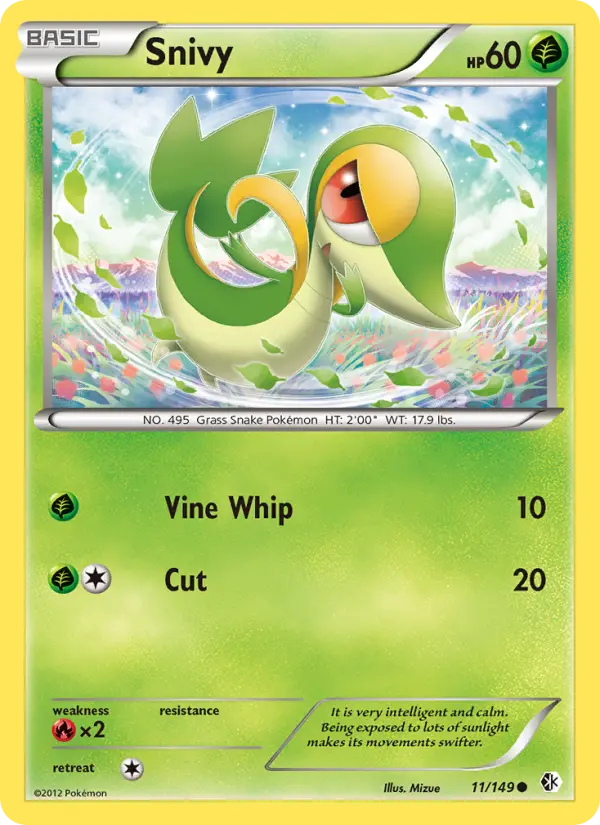 Snivy Common Pokemon card #11 from Boundaries Crossed