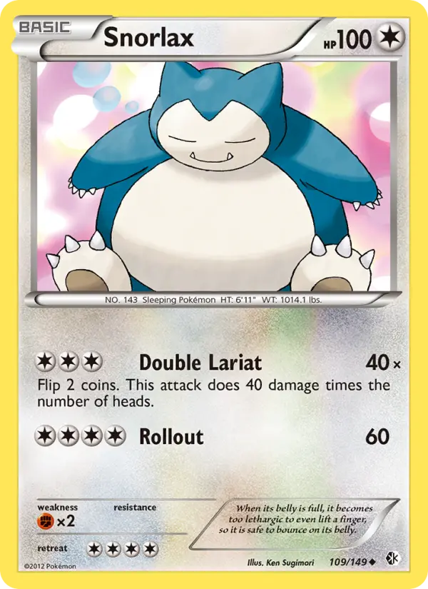 Snorlax Uncommon Pokemon card #109 from Boundaries Crossed