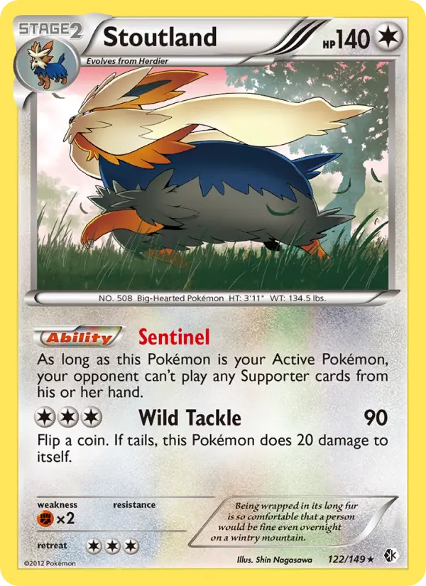 Stoutland Rare Pokemon card #122 from Boundaries Crossed