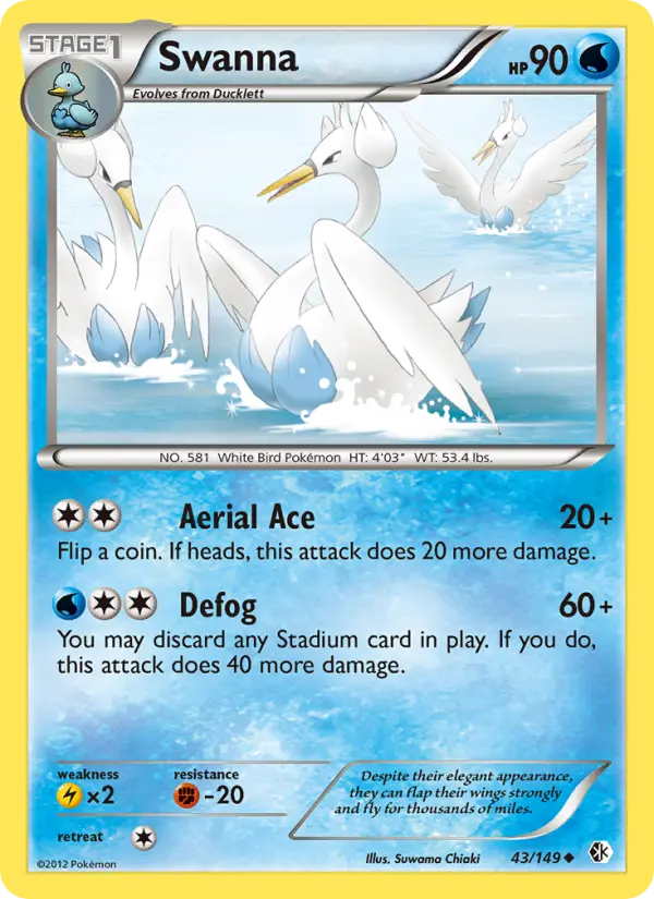 Swanna Uncommon Pokemon card #43 from Boundaries Crossed