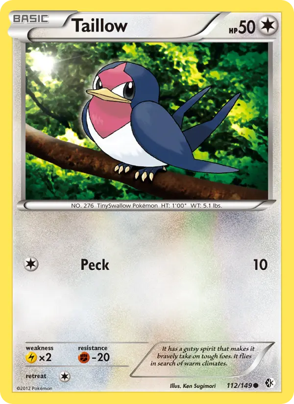 Taillow Common Pokemon card #112 from Boundaries Crossed