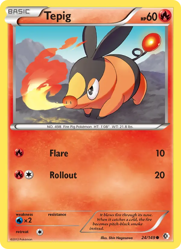 Tepig Common Pokemon card #24 from Boundaries Crossed