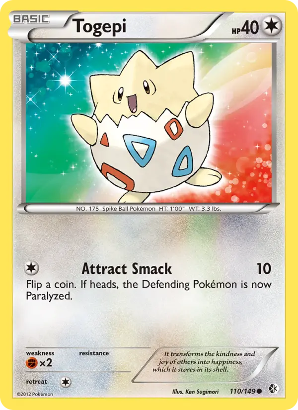 Togepi Common Pokemon card #110 from Boundaries Crossed