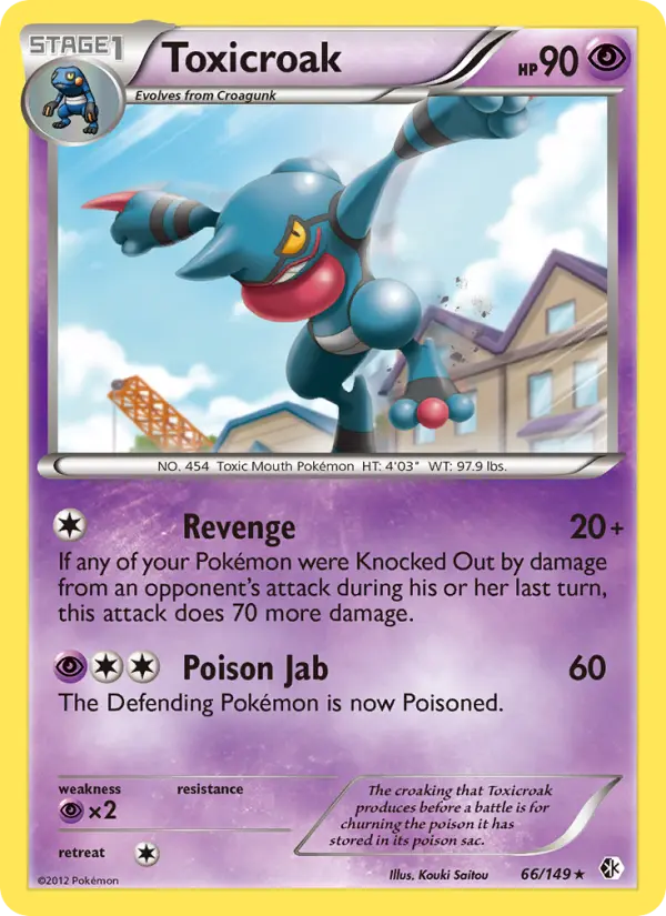 Toxicroak Rare Pokemon card #66 from Boundaries Crossed