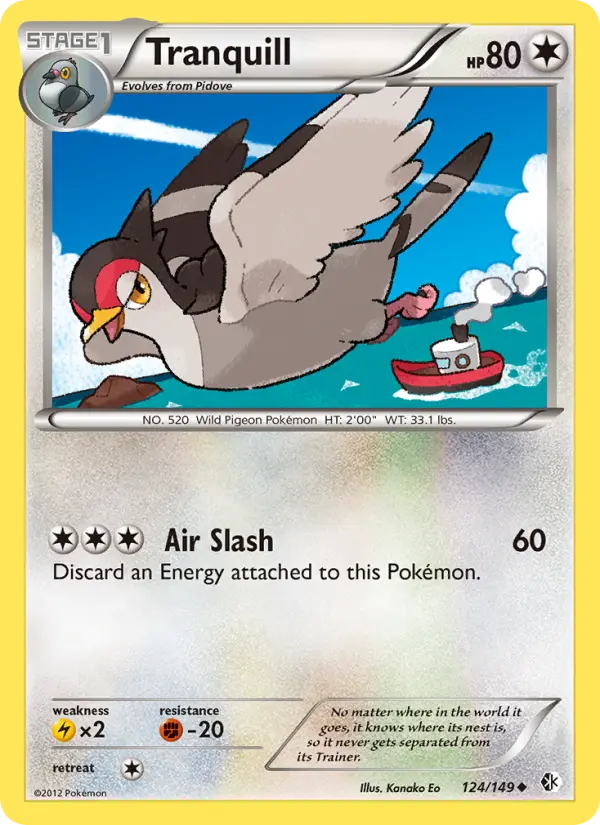 Tranquill Uncommon Pokemon card #124 from Boundaries Crossed