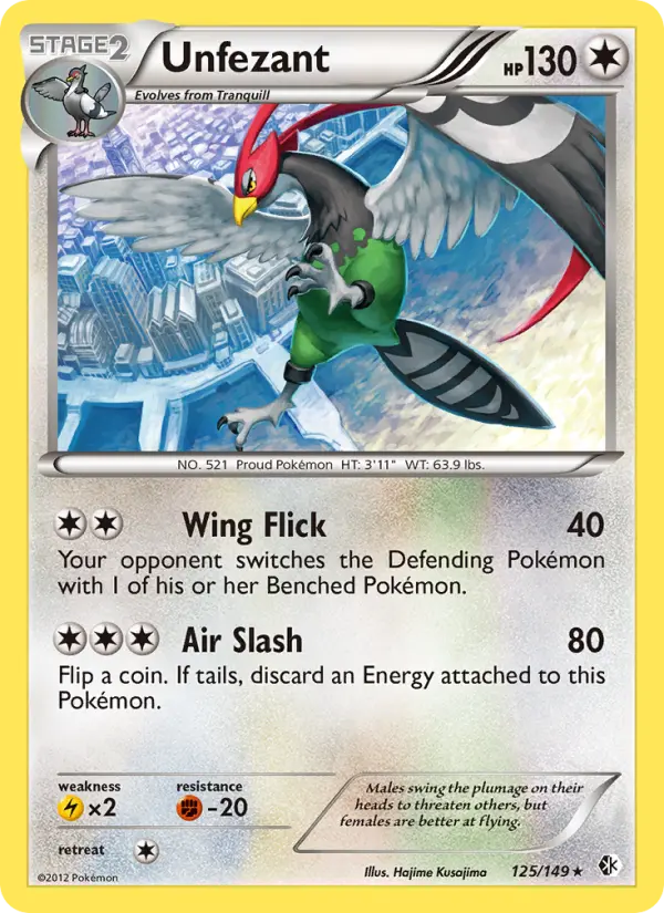 Unfezant Rare Pokemon card #125 from Boundaries Crossed