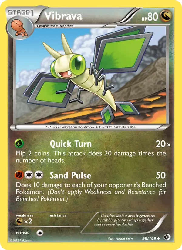 Vibrava Uncommon Pokemon card #98 from Boundaries Crossed