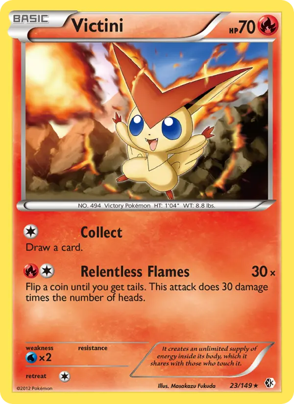 Victini Rare Pokemon card #23 from Boundaries Crossed