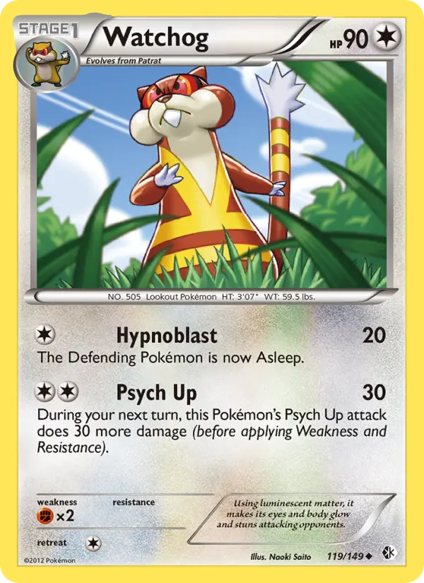 Watchog Uncommon Pokemon card #119 from Boundaries Crossed