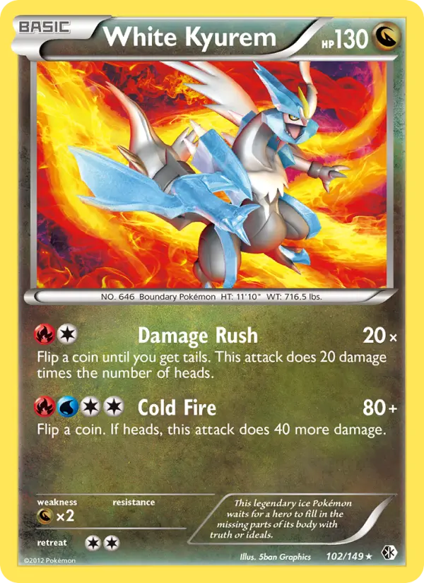 White Kyurem Rare Pokemon card #102 from Boundaries Crossed