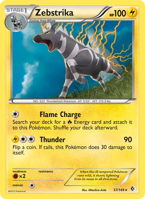 Zebstrika Rare Pokemon card #57 from Boundaries Crossed