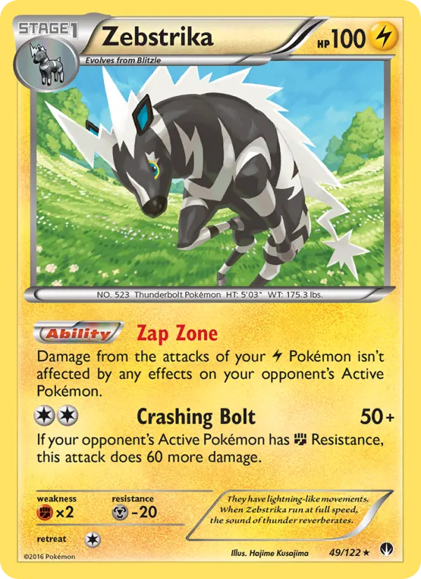 Zebstrika Rare Pokemon card #49 from BREAKpoint