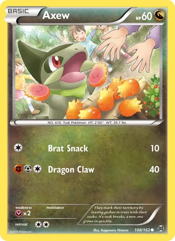 Axew Common Pokemon card #108 from BREAKthrough