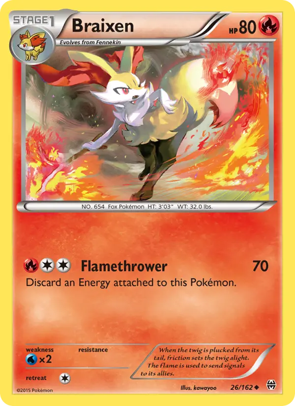 Braixen Uncommon Pokemon card #26 from BREAKthrough