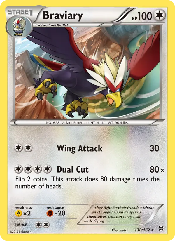Braviary Rare Pokemon card #130 from BREAKthrough