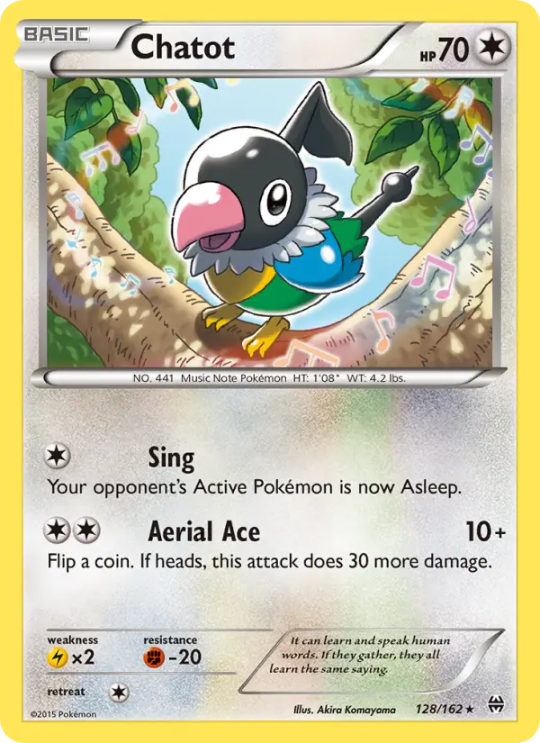 Chatot Rare Pokemon card #128 from BREAKthrough