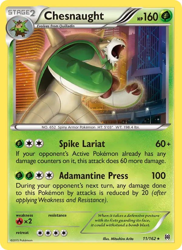 Chesnaught Rare Pokemon card #11 from BREAKthrough