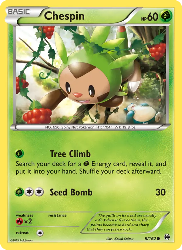Chespin Common Pokemon card #9 from BREAKthrough