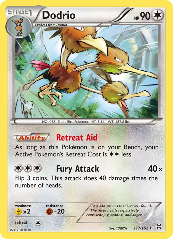 Dodrio Rare Pokemon card #117 from BREAKthrough