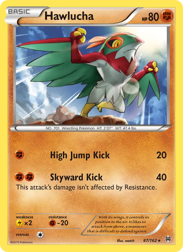 Hawlucha Rare Pokemon card #87 from BREAKthrough