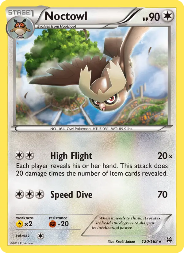 Noctowl Rare Pokemon card #120 from BREAKthrough