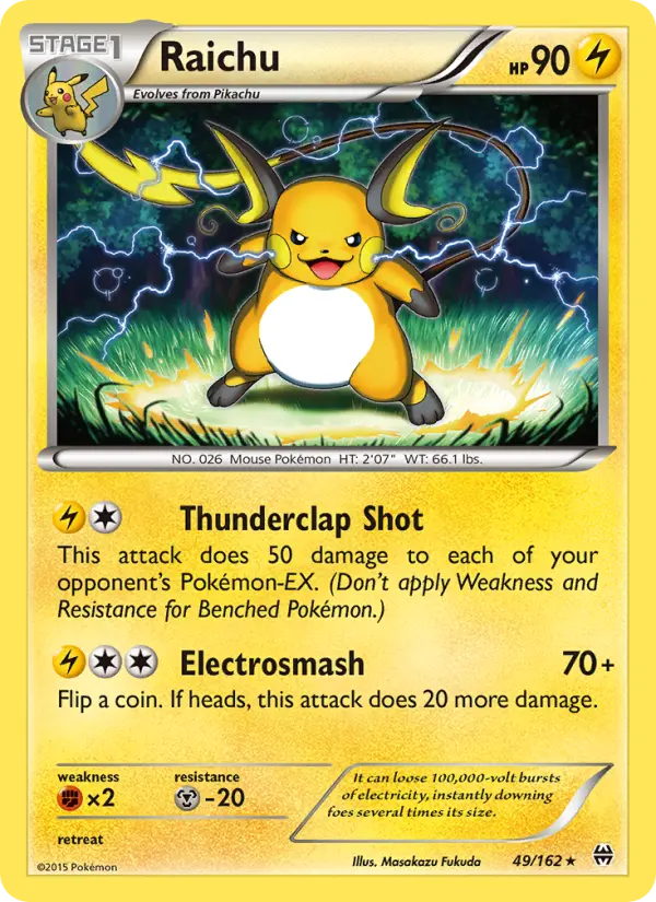 Raichu Rare Pokemon card #49 from BREAKthrough