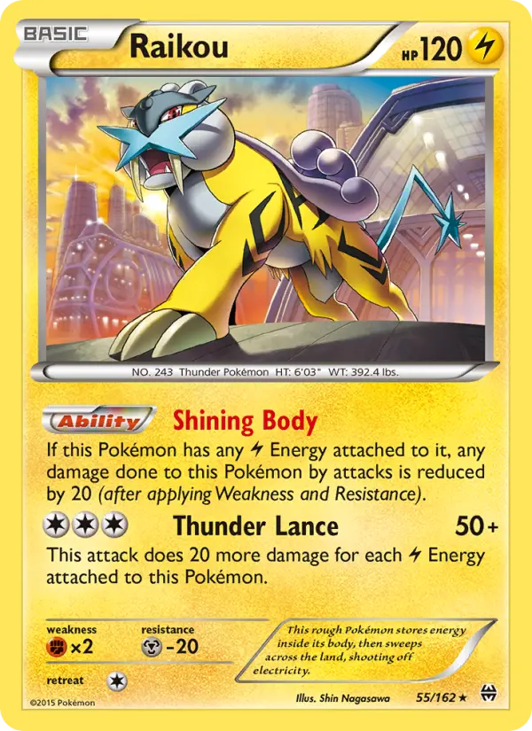 Raikou Rare Pokemon card #55 from BREAKthrough