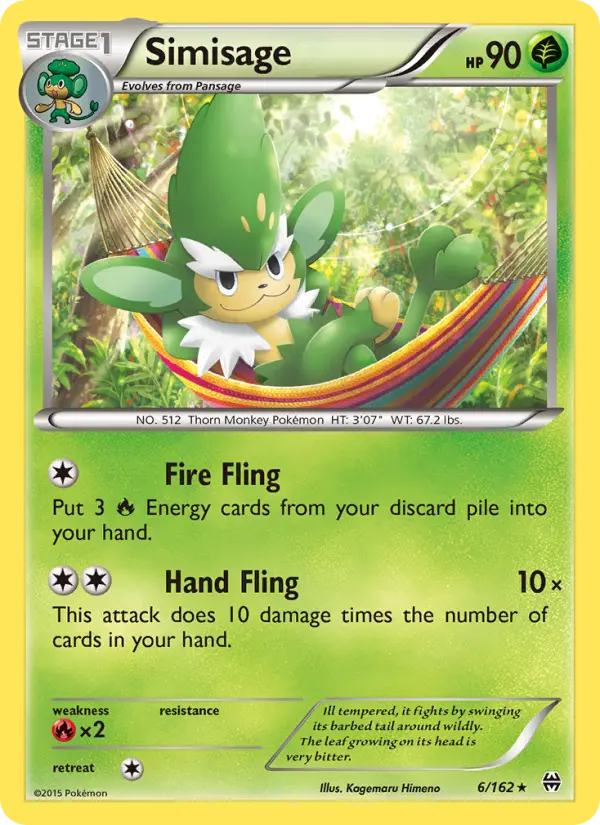 Simisage Rare Pokemon card #6 from BREAKthrough