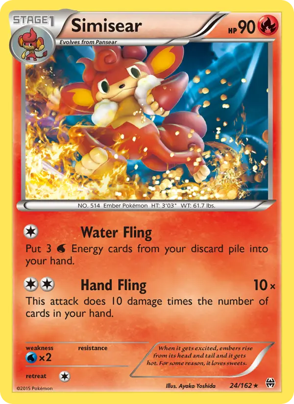 Simisear Rare Pokemon card #24 from BREAKthrough