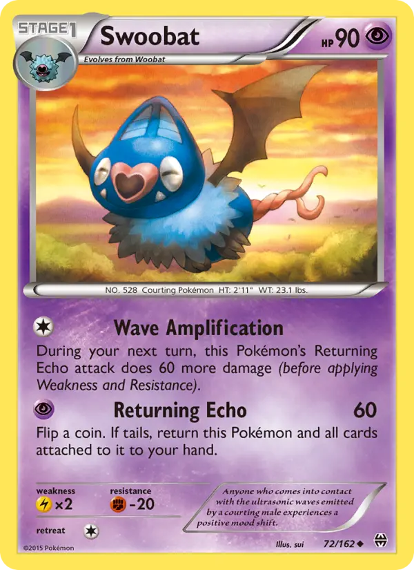 Swoobat Uncommon Pokemon card #72 from BREAKthrough