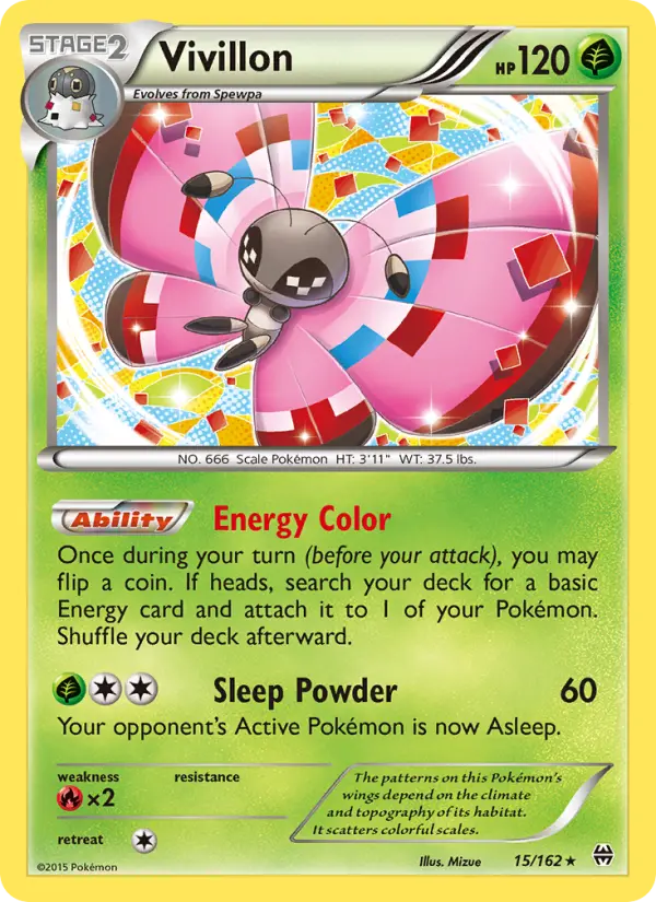 Vivillon Rare Pokemon card #15 from BREAKthrough