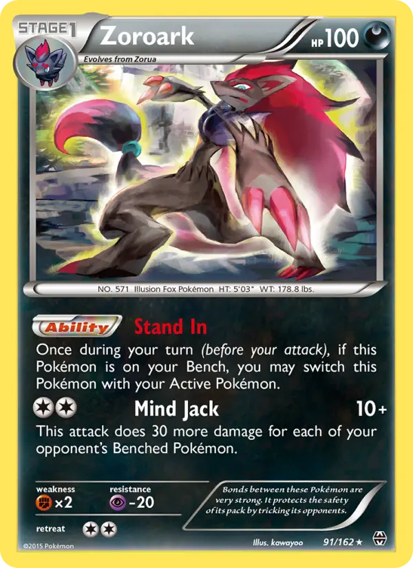 Zoroark Rare Pokemon card #91 from BREAKthrough