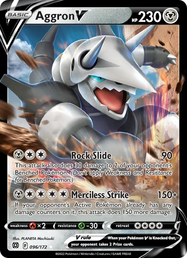 Aggron V Holo Rare V Pokemon card #096 from Brilliant Stars