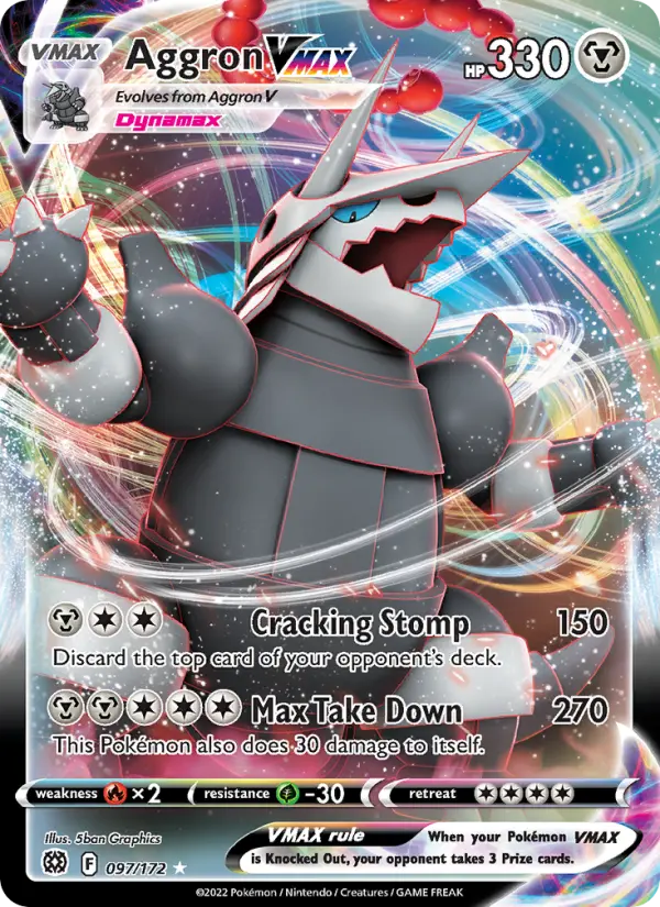 Aggron VMAX Holo Rare VMAX Pokemon card #097 from Brilliant Stars
