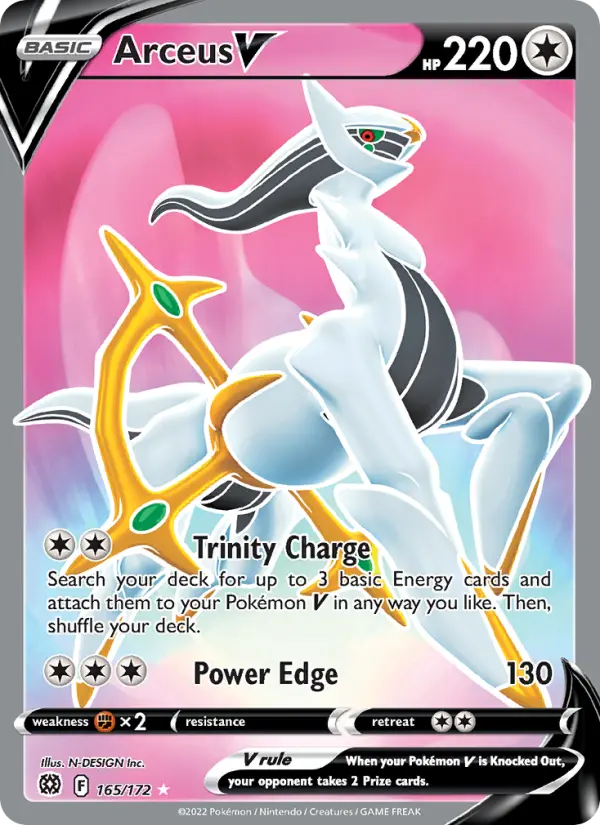 Arceus V Ultra Rare Pokemon card #165 from Brilliant Stars