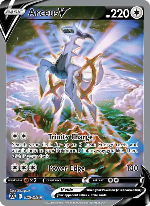Arceus V Ultra Rare Pokemon card #166 from Brilliant Stars