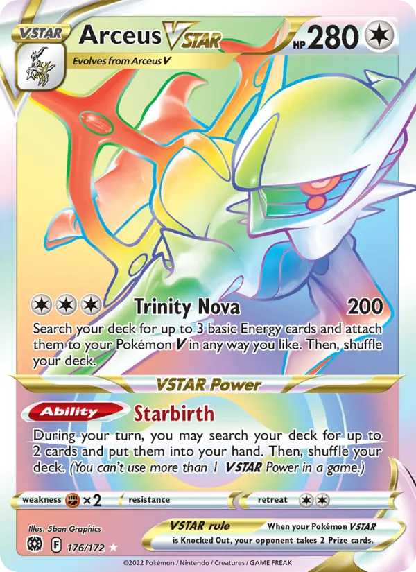 Arceus VSTAR Secret Rare Pokemon card #176 from Brilliant Stars