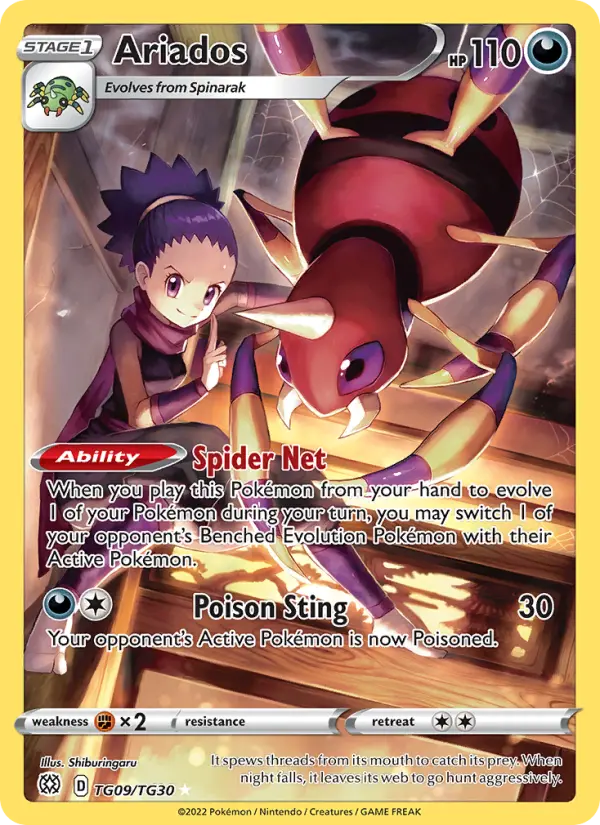 Ariados Rare Pokemon card #TG09 from Brilliant Stars
