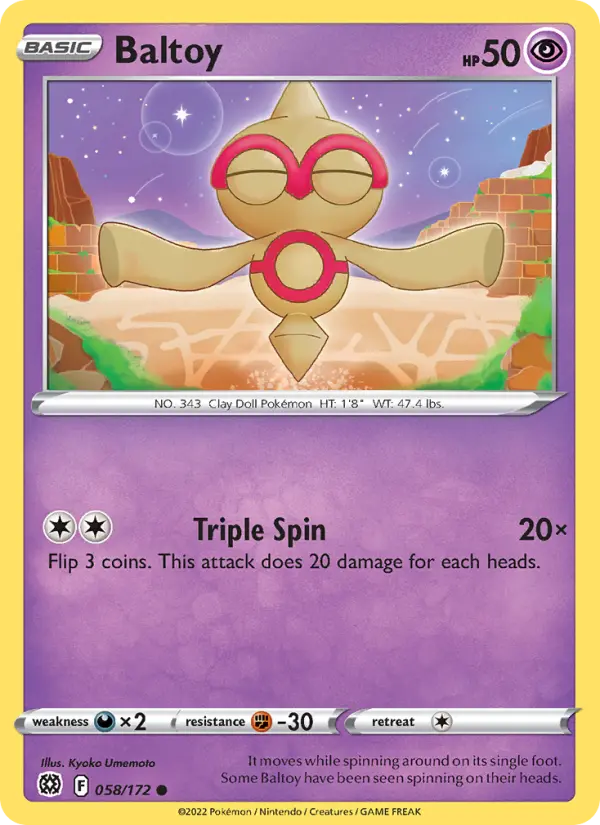 Baltoy Common Pokemon card #058 from Brilliant Stars