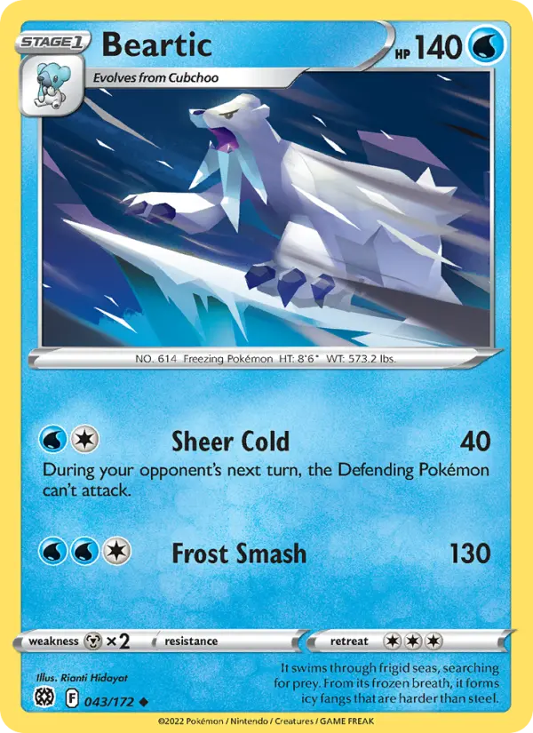 Beartic Uncommon Pokemon card #043 from Brilliant Stars