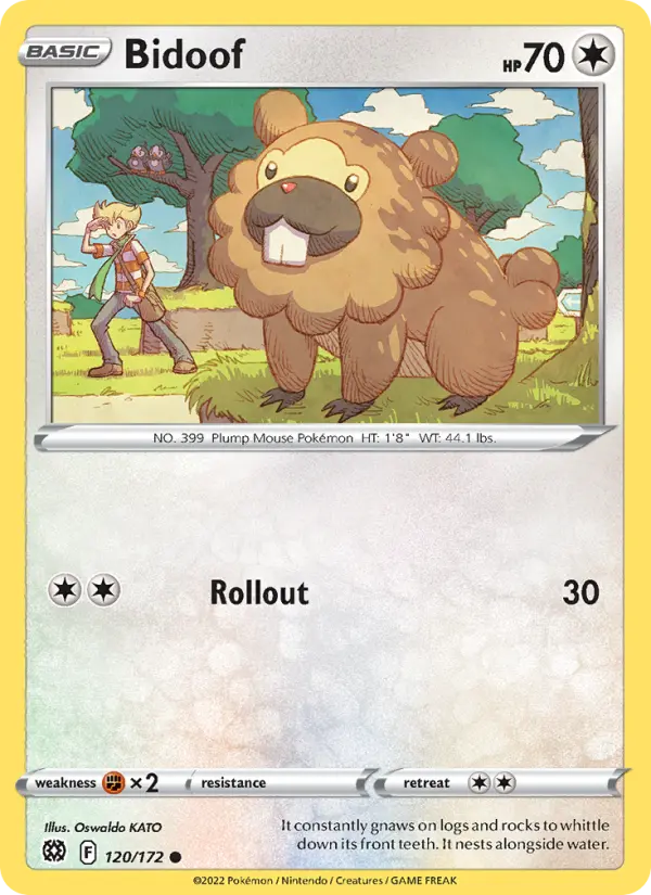 Bidoof Common Pokemon card #120 from Brilliant Stars