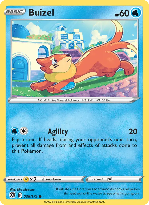 Buizel Common Pokemon card #038 from Brilliant Stars