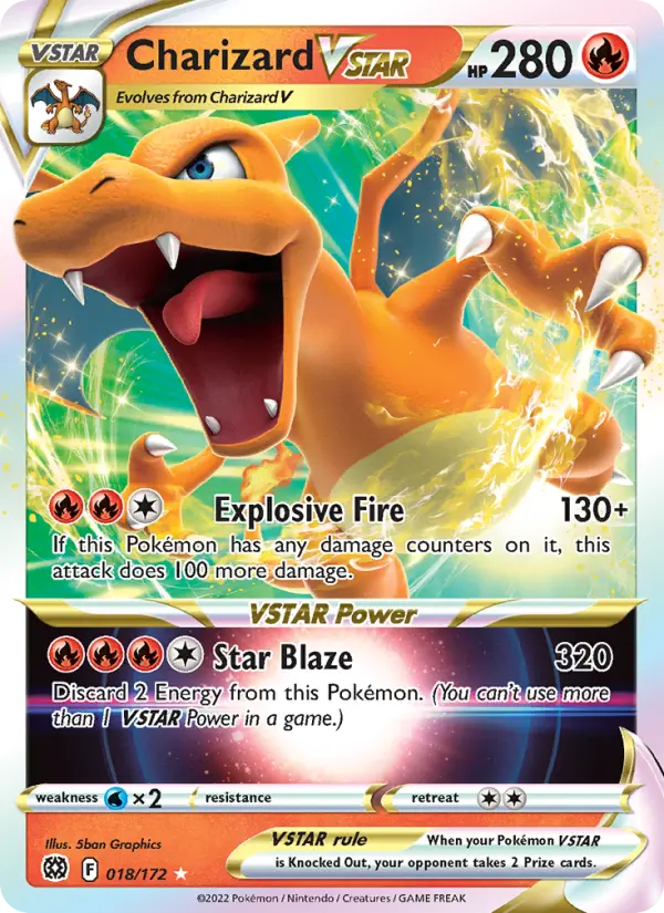 Charizard VSTAR Holo Rare VSTAR Pokemon card #018 from Brilliant Stars