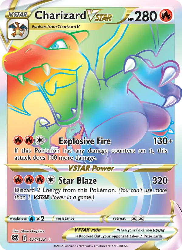 Charizard VSTAR Secret Rare Pokemon card #174 from Brilliant Stars