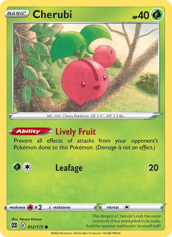 Cherubi Common Pokemon card #012 from Brilliant Stars
