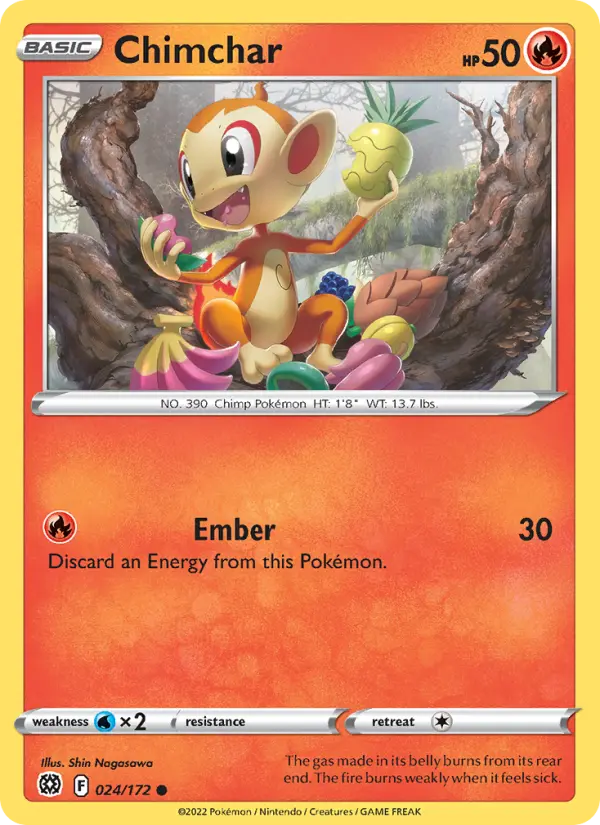 Chimchar Common Pokemon card #024 from Brilliant Stars