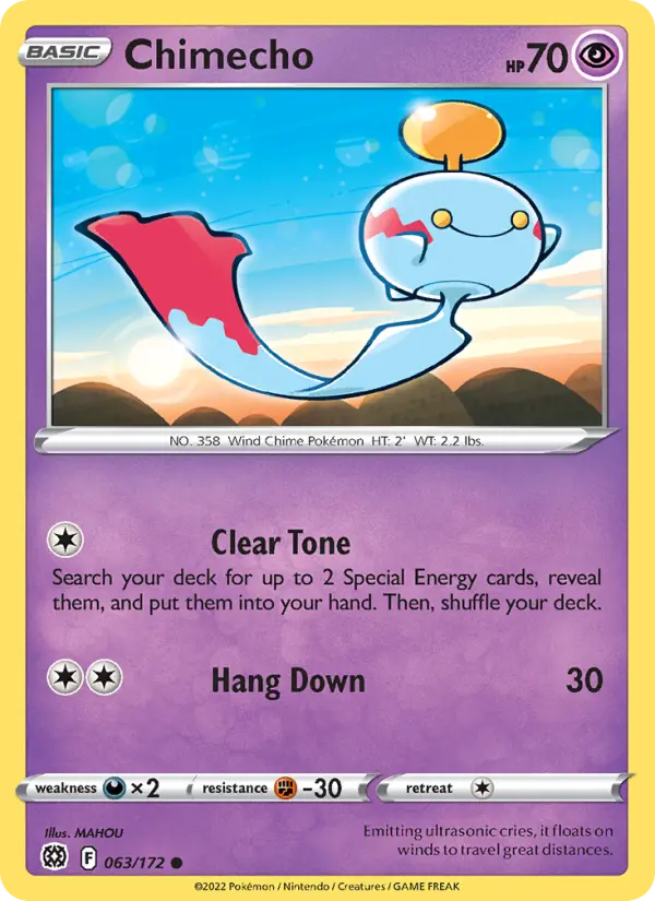 Chimecho Common Pokemon card #063 from Brilliant Stars