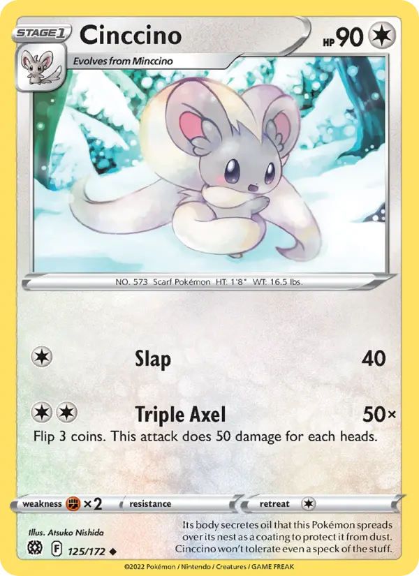 Cinccino Uncommon Pokemon card #125 from Brilliant Stars