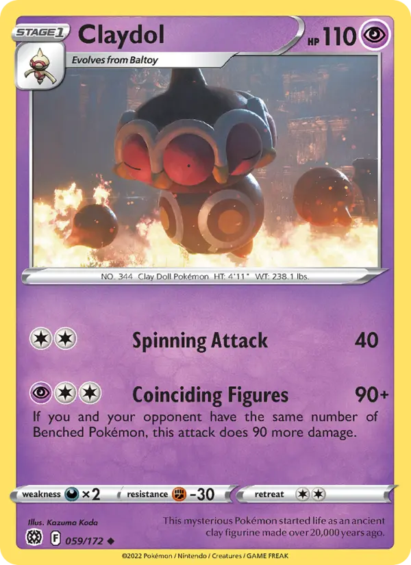 Claydol Uncommon Pokemon card #059 from Brilliant Stars